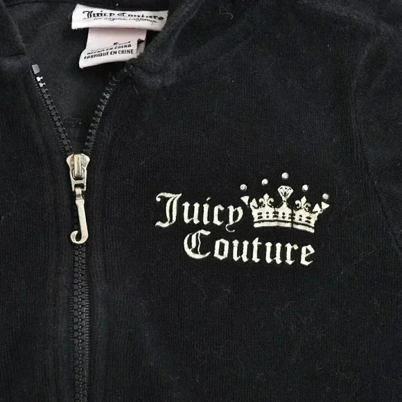 Juicy Couture Choose Juicy Ruffle Track Jacket Full Zip Black  Velour Size 5 - Picture 3 of 10